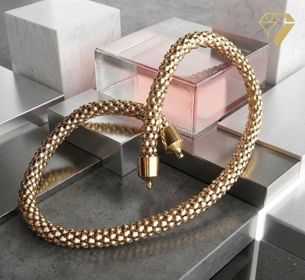 Edelstahl Collier Himbeerkette 5mm vergoldet für Wechelschliesse