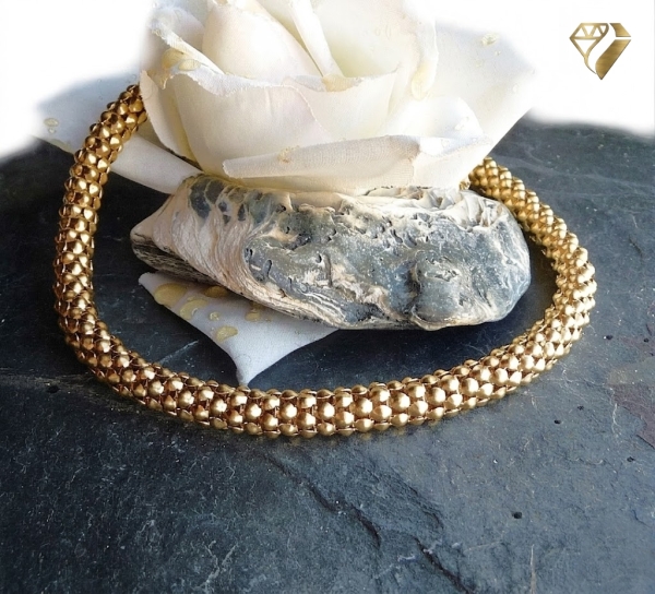 Edelstahl Collier Himbeerkette 5mm vegoldet mit Bajonettverschluss