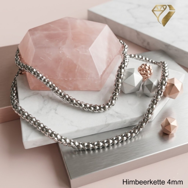 Edelstahl Collier Himbeerkette 4mm für Wechelschliesse