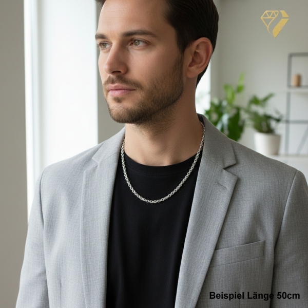 Collier Kette Ankerkette 5mm rund Erbskette Silber 925 50cm