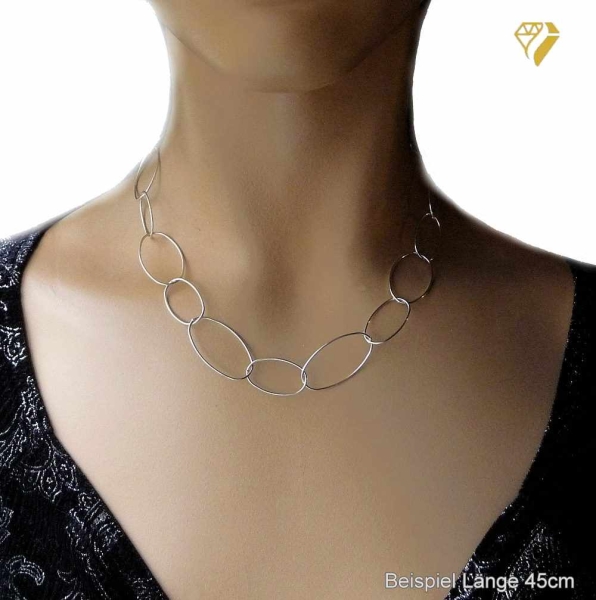 Collier Kette Design Elipse 925 Silber rhodiniert 40-90cm