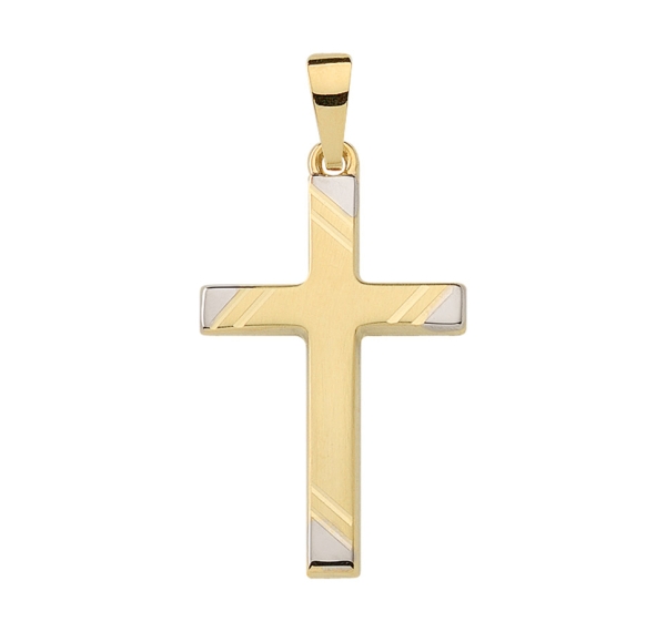 Anhänger Kreuz bicolor 14x21mm 8Kt 333 GOLD