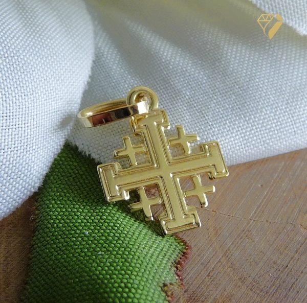 Anhänger Orthodoxes Kreuz 10x10mm Jerusalem 14Kt 585 GOLD