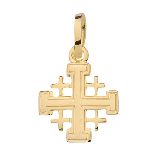 Anhänger Orthodoxes Kreuz 10x10mm Jerusalem 14Kt 585 GOLD