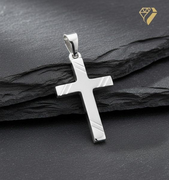 Anhänger Kreuz 13x20mm 14Kt 585 WEISSGOLD