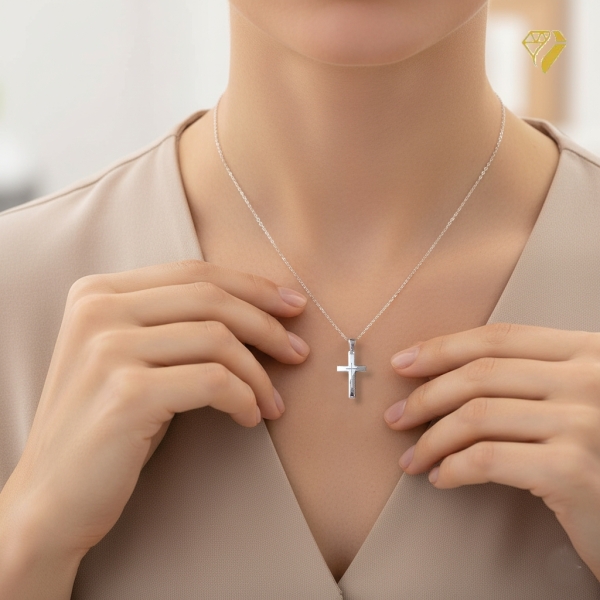 Anhänger Kreuz 12x20mm 14Kt 585 WEISSGOLD