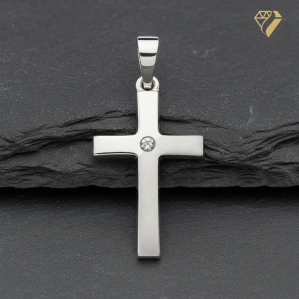 Anhänger Kreuz Zirkonia 13x19mm 8Kt 333 WEISSGOLD