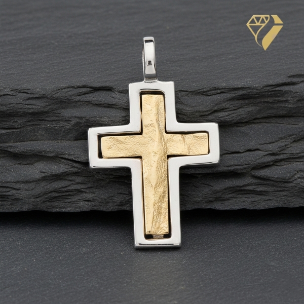 Anhänger Kreuz gehämmert 20x15mm 8Kt 333 GOLD - WEISSGOLD