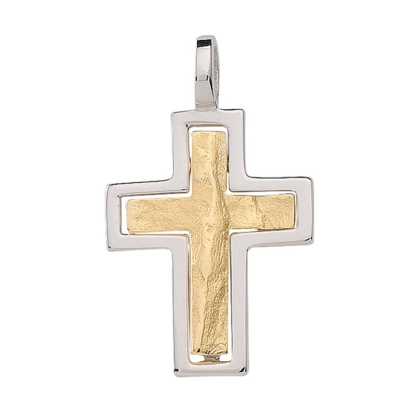 Anhänger Kreuz gehämmert 20x15mm 8Kt 333 GOLD - WEISSGOLD