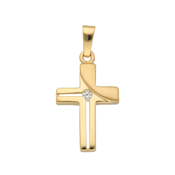 Anhänger Kreuz 11,3x18mm mit Zirkonia 8Kt 333 GOLD