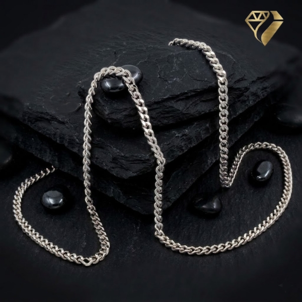 Collier Panzer flach 2,1mm 14Kt 585 WEISSGOLD 50cm