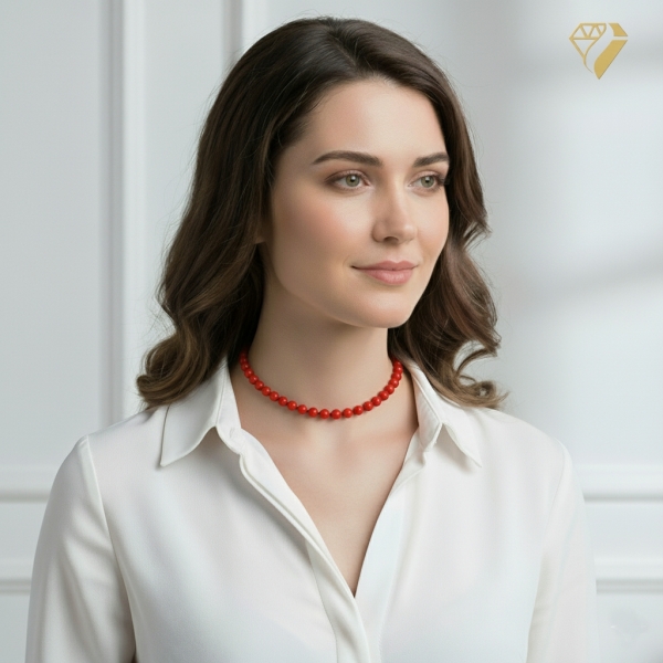 Preishammer Kette Perlen 10mm rot-glänzend 40cm