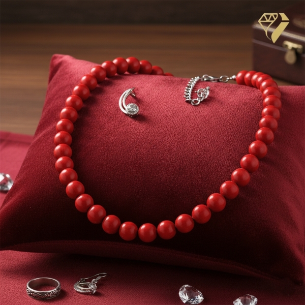 Preishammer Kette Perlen 10mm rot-glänzend 40cm