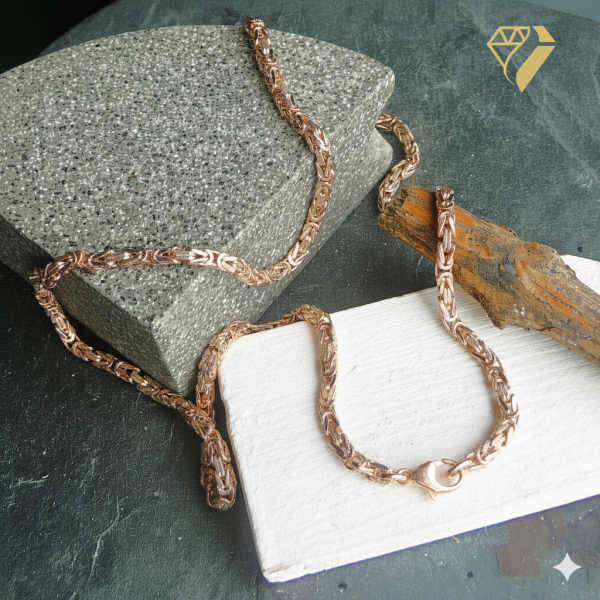 Kette Collier 2,8mm Königskette Silber 925 rose vergoldet 60cm