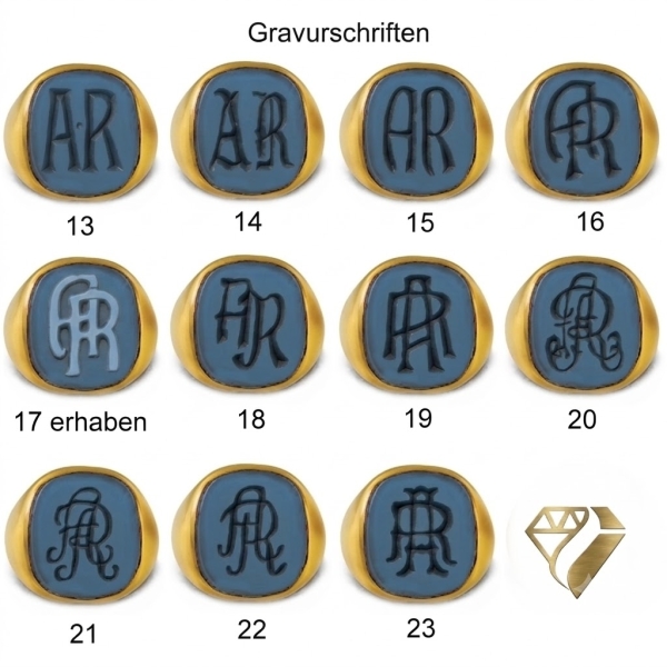 Siegelring antike Platte Stein 16,5x14,5mm 8Kt, 14Kt, 18Kt Gold /Weissgold