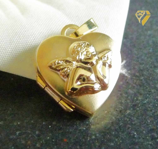 Medaillon Herz Engel 14x14mm 8Kt GOLD