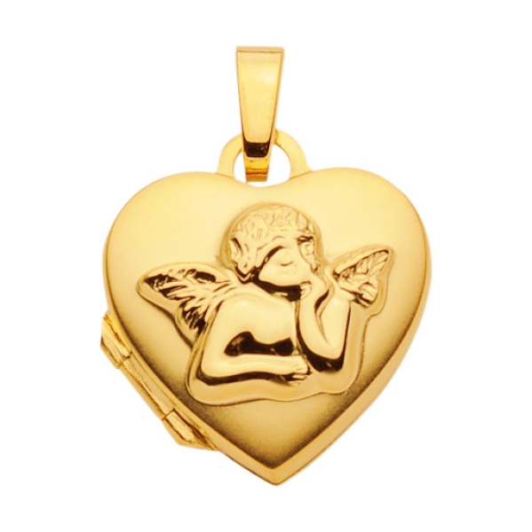 Medaillon Herz Engel 14x14mm 8Kt GOLD