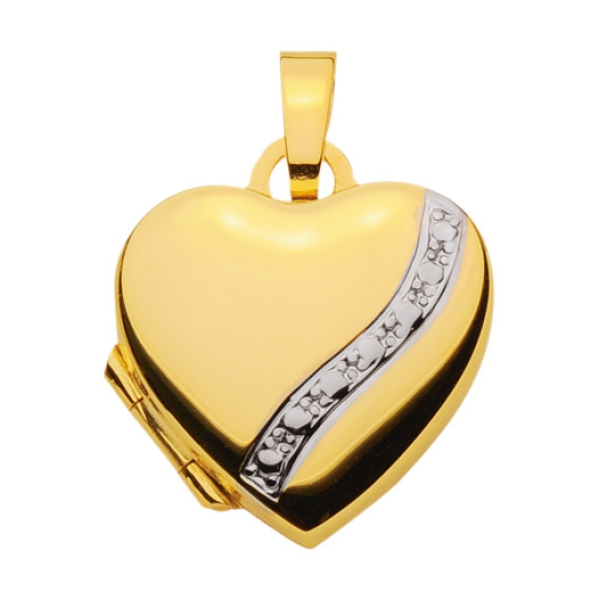 Medaillon Herz Muster 15x15mm 8Kt GOLD