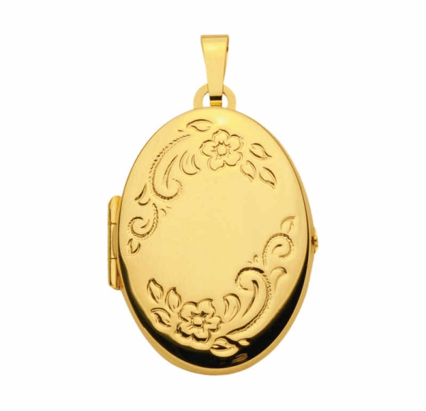 Medaillon oval Blumen II 21x28mm 14Kt GOLD