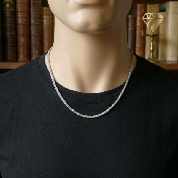 Kette Collier Mesh 3,2mm mit Clickverschluss Edelstahl