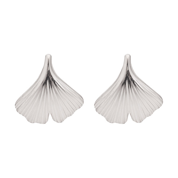 Stecker 12mm Ginkgoblatt Silber 925