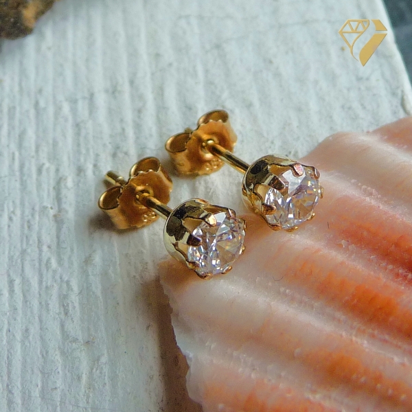 Ohrstecker 5mm Zirkonia rund 8Kt 333 GOLD