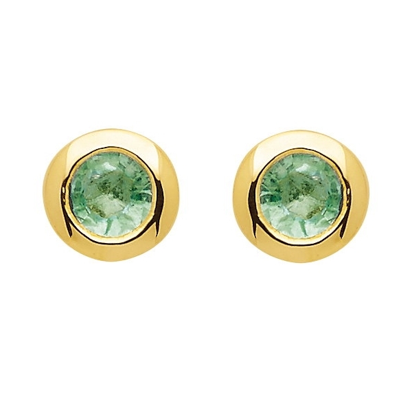 Ohrstecker 4,5mm mit Smaragd 14Kt 585 GOLD
