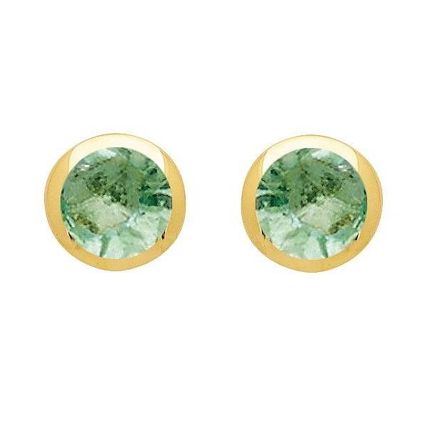 Ohrstecker 4,1mm mit Smaragd 14Kt 585 GOLD