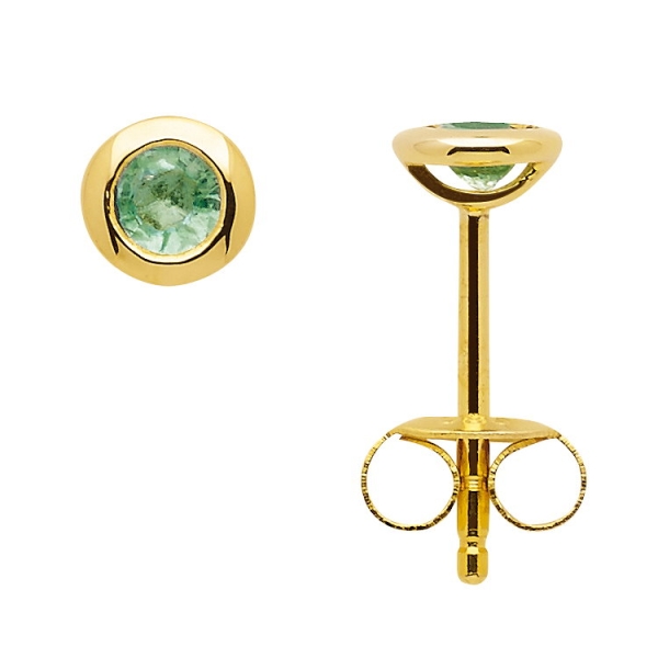 Ohrstecker 4,5mm mit Smaragd 14Kt 585 GOLD
