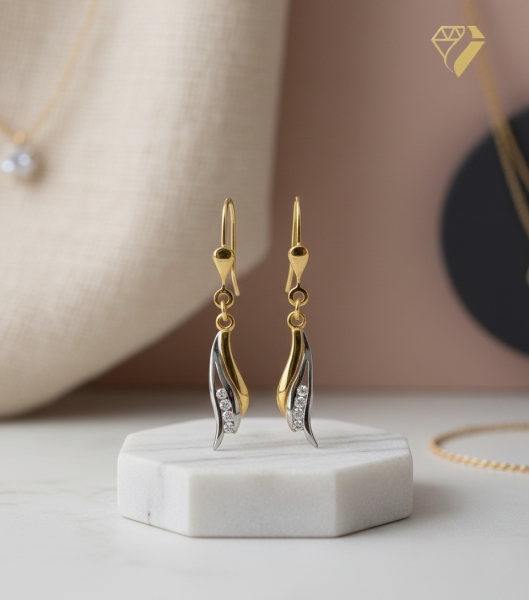 Brisur Ohrhänger Zirkonia 8Kt 333 GOLD