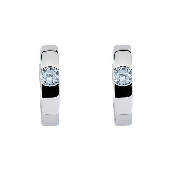 Creole Klappscharnier Ø15,5mm Zirkonia blau Silber 925
