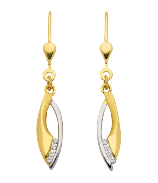 Brisur Ohrhänger bicolor Zirkonia 8Kt 333 GOLD