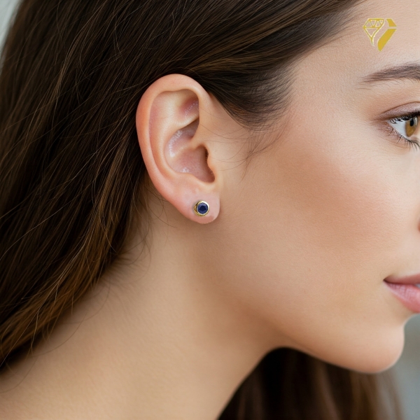 Ohrstecker 4,5mm mit Safir 14Kt 585 GOLD