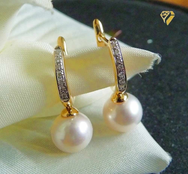 Creolen Brillanten und Süßwasserperle 14 Kt 585 GOLD