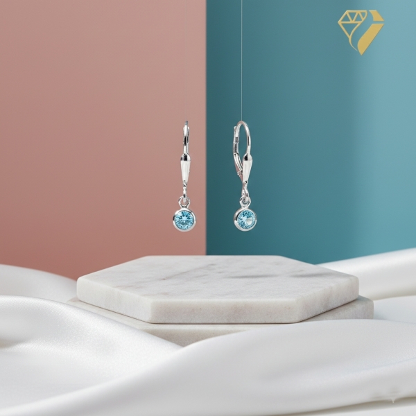 Ohrhänger Brisur Zirkonia aqua 925 Silber