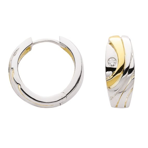 Creole 16,9x6,5mm Zirkonia bicolor rhodiniert vergoldet Silber 925