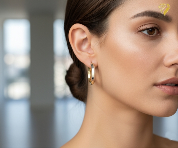 Creole 28,8x3,9mm bicolor 8Kt 333 GOLD