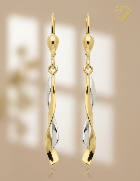 Brisur Ohrhänger bicolor 8Kt 333 GOLD