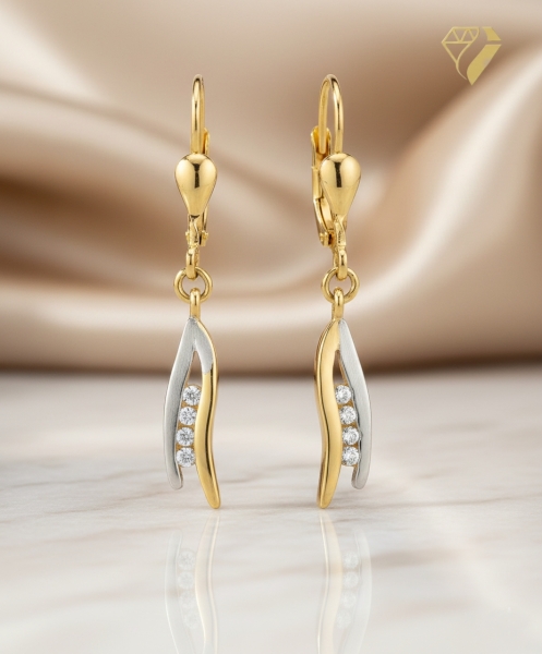 Brisur Ohrhänger bicolor Zirkonia 8Kt 333 GOLD