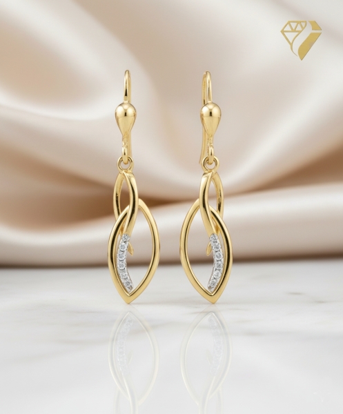 Brisur Ohrhänger rhodiniert Zirkonia 8Kt 333 GOLD