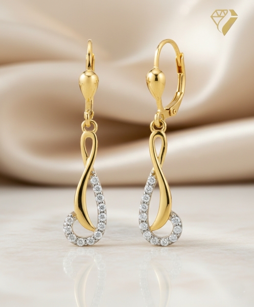 Brisur Ohrhänger Zirkonia 8Kt 333 GOLD