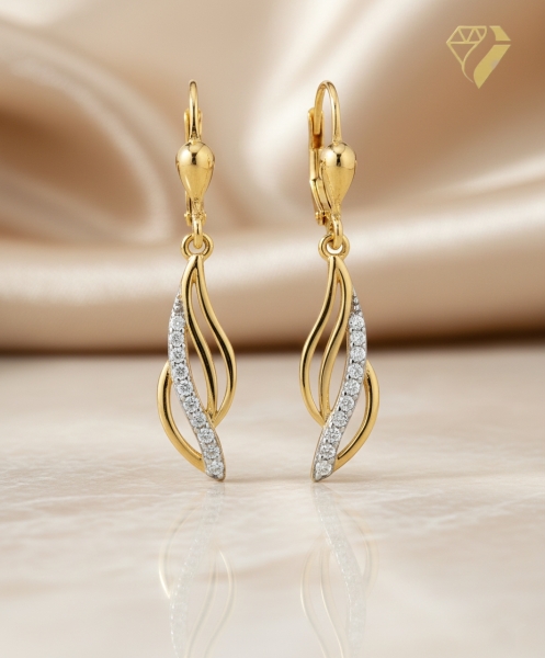 Brisur Ohrhänger Zirkonia 8Kt 333 GOLD