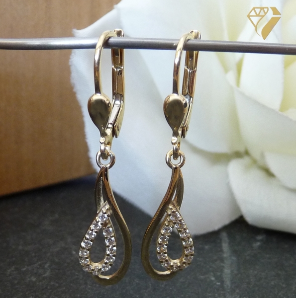 Brisur Ohrhänger Zirkonia 8Kt 333 GOLD