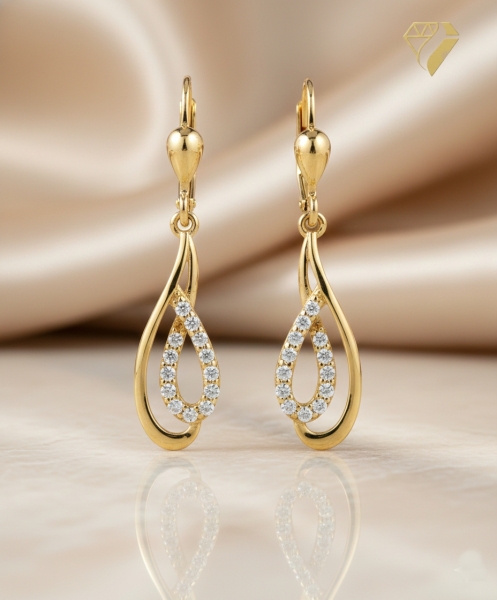 Brisur Ohrhänger Zirkonia 8Kt 333 GOLD