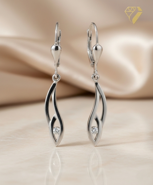 Brisur Ohrhänger Zirkonia 8Kt 333 WEISSGOLD