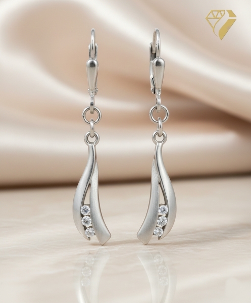 Brisur Ohrhänger Zirkonia 8Kt 333 WEISSGOLD