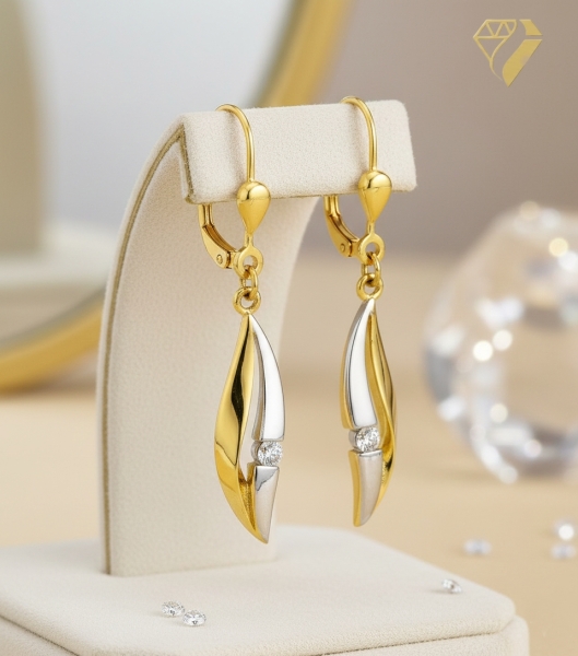 Brisur Ohrhänger Zirkonia 8Kt 333 GOLD