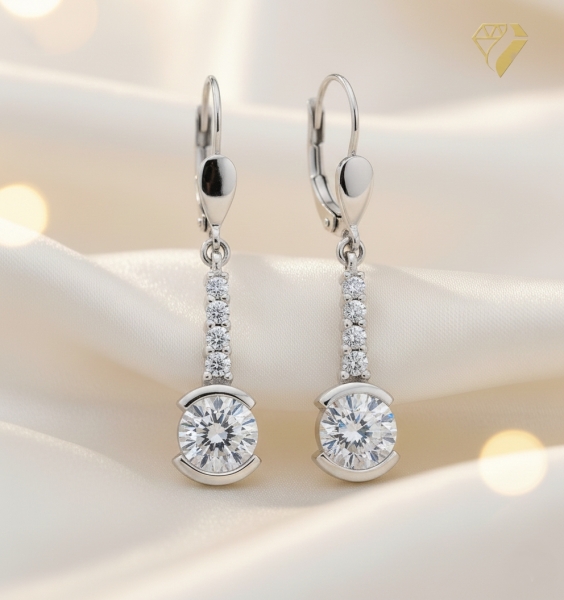 Brisur Ohrhänger Zirkonia 8Kt 333 WEISSGOLD