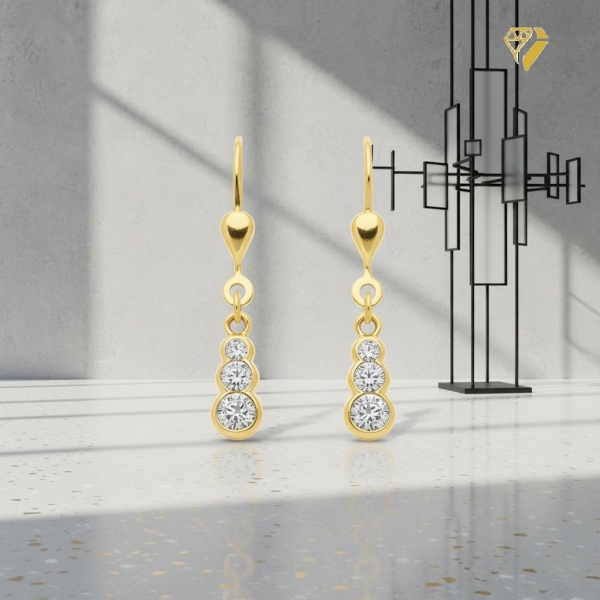 Brisur Ohrhänger Zirkonia 8Kt 333 GOLD