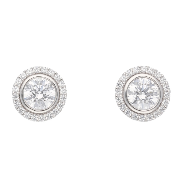 Ohrstecker 7mm rund Zirkonia 14Kt 585 WEISSGOLD